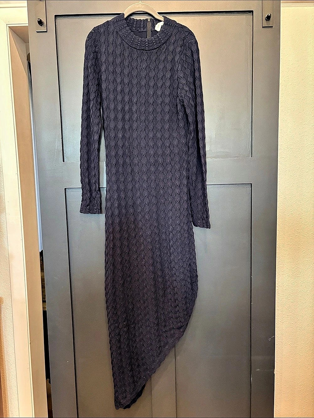 746. Something Navy Mock Neck Asymmetrical Dress Asymmetrical Mock Neck Dress in